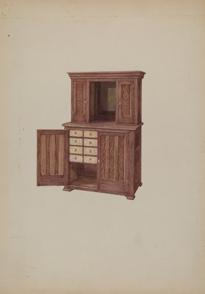 Kast, met ivoren sleutelgaten, ca. 1937 door William Kieckhofel