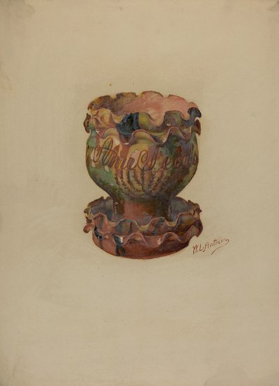 Pa. Duitse Bloempot en Schotel, ca. 1936 door William L Antrim