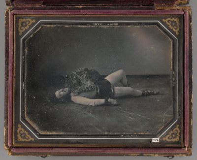 Ongenoemd portret van wilde dierentemmer Jacob Driesbach met jaguar, 1850 door William Langenheim