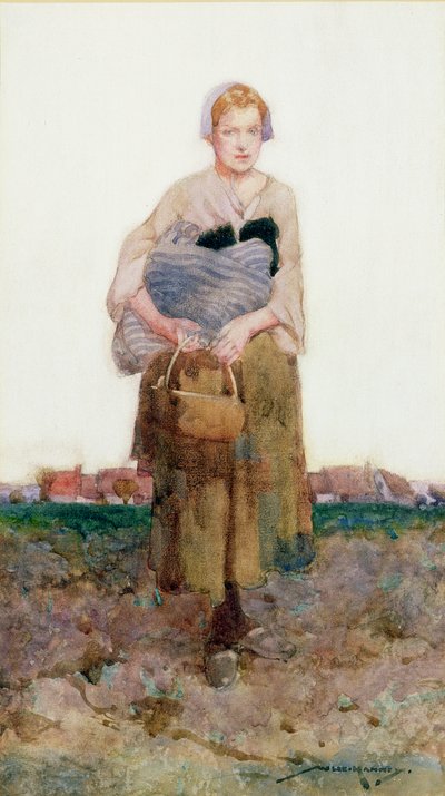 Een Jonge Vrouw die een Bundel Draagt door William Lee Hankey