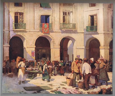 Vismarkt in Dieppe, uit 