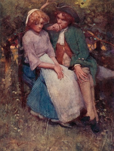 Illustratie voor The Deserted Village door Oliver Goldsmith door William Lee Hankey