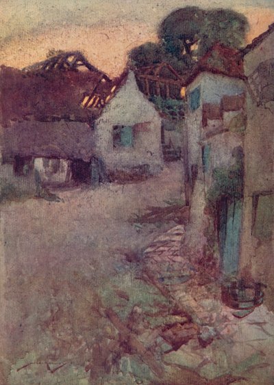 Illustratie voor The Deserted Village door Oliver Goldsmith door William Lee Hankey