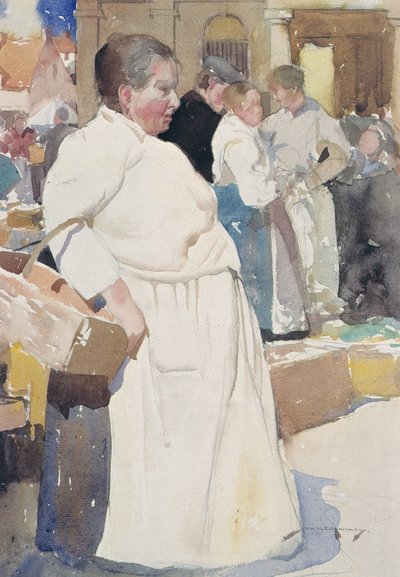 Madame la Menagere, Etaples door William Lee Hankey