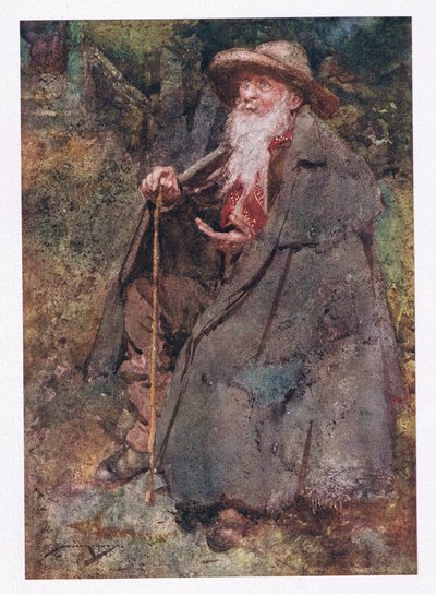 De lang herinnerde bedelaar was zijn gast, wiens baard afdaalde en zijn oude borst veegde door William Lee Hankey