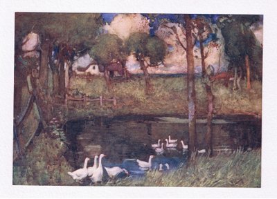 De luidruchtige ganzen die over de vijver snaterden door William Lee Hankey