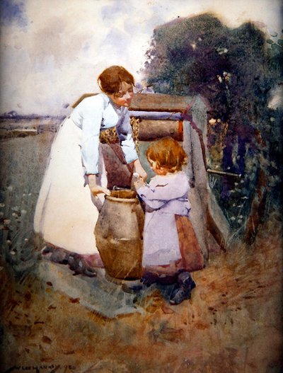 Twee meisjes bij de put door William Lee Hankey