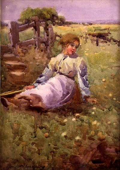 Vrouw in een veld door William Lee Hankey