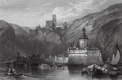Caub, Kasteel van Gutenfels, en de Pfalz, Rijn door William Leighton (after) Leitch