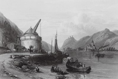 Bij Andernach, aan de Rijn (gravure) door William Leighton (after) Leitch