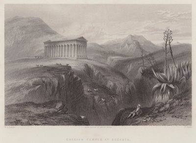 Griekse Tempel in Segesta (gravure) door William Leighton Leitch