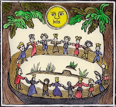 Een kring van heksen dansend onder een volle maan, 19e of begin 20e eeuw door William Linnell