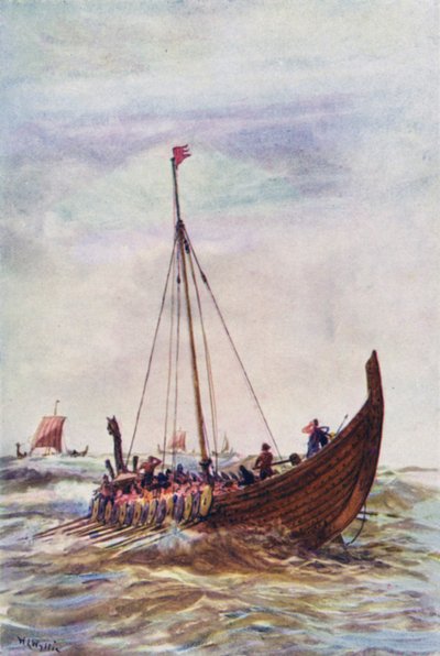 Oorlogsschip uit de tijd van koning Alfred door William Lionel (after) Wyllie