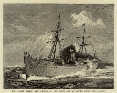 Het Garth Castle, nieuwe stoomboot van de Castle Line of South African Mail Packets door William Lionel Wyllie