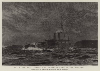 De maritieme mobilisatie, H.M.S. Rodney doorbreekt de blokkade door William Lionel Wyllie