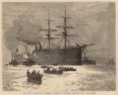 De nieuwe Australische stoomboot Orient komt Hobson