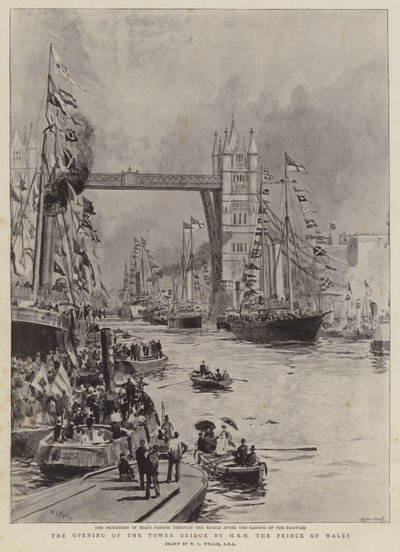 De Opening van de Tower Bridge door ZKH de Prins van Wales door William Lionel Wyllie