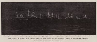 De Koningin in Dublin, de Verlichting van de Schepen van de Kanaalvloot in de Haven van Kingstown door William Lionel Wyllie