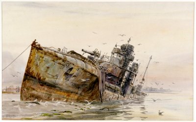 V82 Duitse Torpedoboot in Fountain Lake, ca. 1920-22 door William Lionel Wyllie