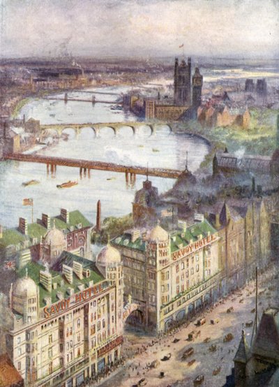 Uitzicht vanaf Savoy Hotel, kijkend naar het westen door William Lionel Wyllie