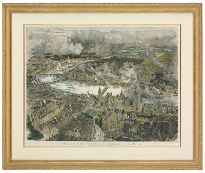 Vogelvlucht van Londen gezien vanuit een ballon door William Lionel and Brewer Henry William (fl.1858 d.1903) Wyllie