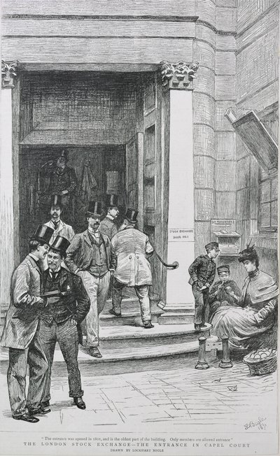 Beursingang in Capel Court, 1891 door William Lockhart Bogle
