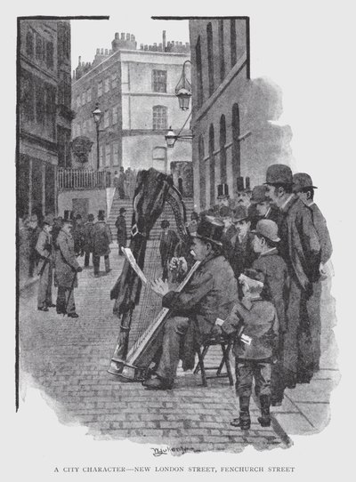 Een stadsfiguur, New London Street, Fenchurch Street door William Luker