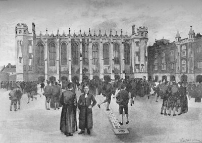 Christs Hospital, Newgate Street - Jongens op speelplaats door William Luker