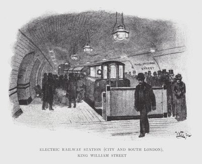 Elektrisch treinstation, City en South London, King William Street door William Luker