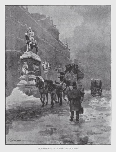 Holborn Circus, een Winterochtend door William Luker