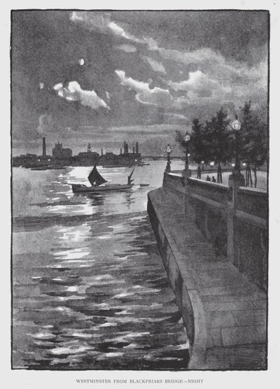 Westminster vanaf Blackfriars Bridge, Nacht door William Luker