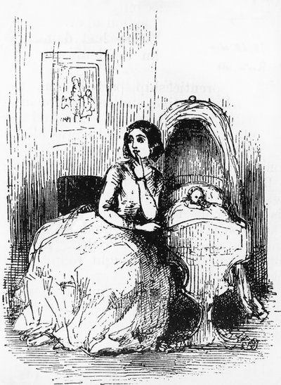 Illustratie voor Geschiedenis van Pendennis, Zijn Fortuinen en Tegenslagen, Zijn Vrienden en Zijn Grootste Vijand, roman door William Makepeace Thackeray, gravure naar tekening door William Makepeace Thackeray, gepubliceerd in 1888, Boston door William Makepeace Thackeray
