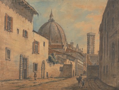 Een straat in Florence met de Duomo en Campanile op de achtergrond door William Marlow