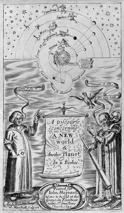 Een verhandeling over een nieuwe wereld en een andere planeet in 2 boeken, 1640 (frontispice) door William Marshall