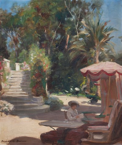 Hotel Tuin, Grasse-en-Vence, gesigneerd linksonder Marshall Brown door William Marshall Brown