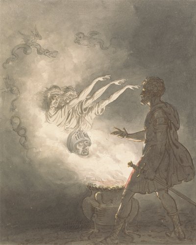Macbeth en de verschijning van het gewapende hoofd door William Marshall Craig