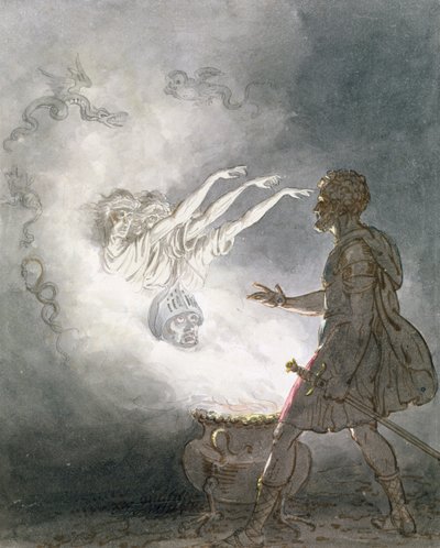 Macbeth en de verschijning van het gewapende hoofd, Act IV, Scene I, uit 