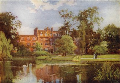 Het Meer en Nieuwe Gebouwen, Emmanuel College door William Matthison