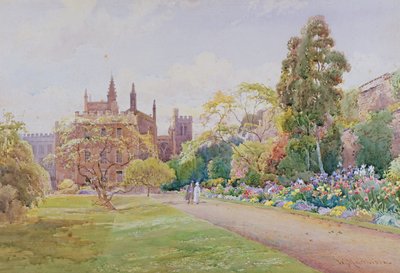 De lange wandeling en bloemenrand in mei - New College, Oxford door William Matthison
