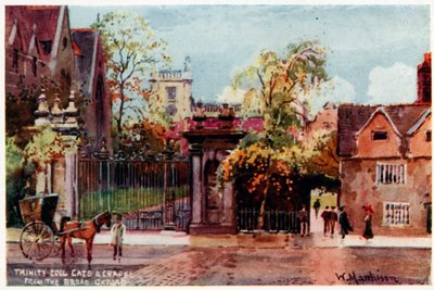 Trinity College, poort en kapel, vanaf Broad St door William Matthison