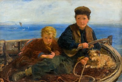 Twee Jongens en een Hond in een Boot, c.1871 door William McTaggart