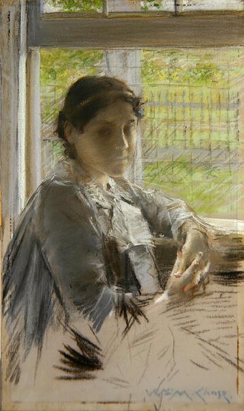 Bij het raam, ca.1890 door William Merritt Chase