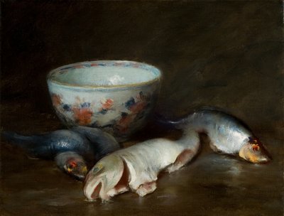 Stilleven met Vis door William Merritt Chase