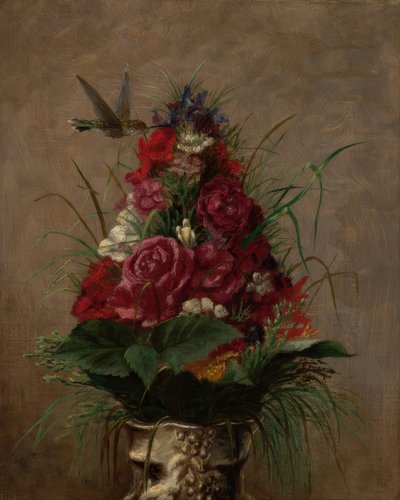 Stilleven met kolibrie door William Merritt Chase