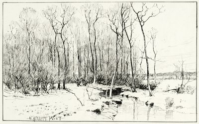 Zonder titel, winterlandschap door William Merritt Chase