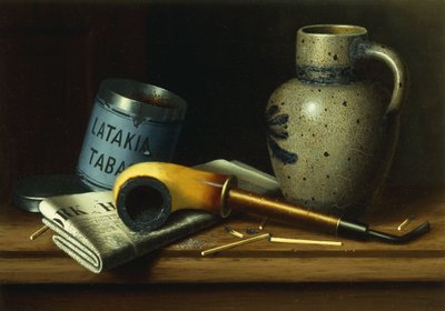 Stilleven met pijp en tabak door William Michael Harnett