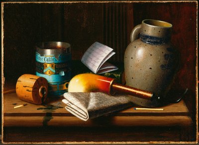 Stilleven met drie kastelen Tabak door William Michael Harnett