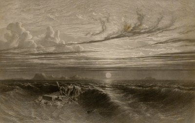Zonsondergang op zee na een storm door William Miller