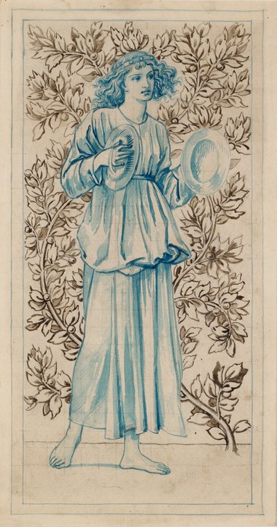 Een Vrouw die Cymbalen speelt, eind 19e eeuw door William Morris