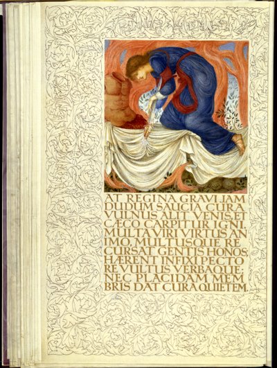 Dido steekt zichzelf neer, opening van Boek IV van Vergilius